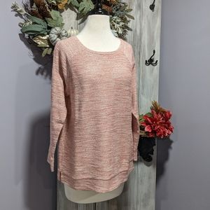 Old Navy red marled/metallic gold sweater